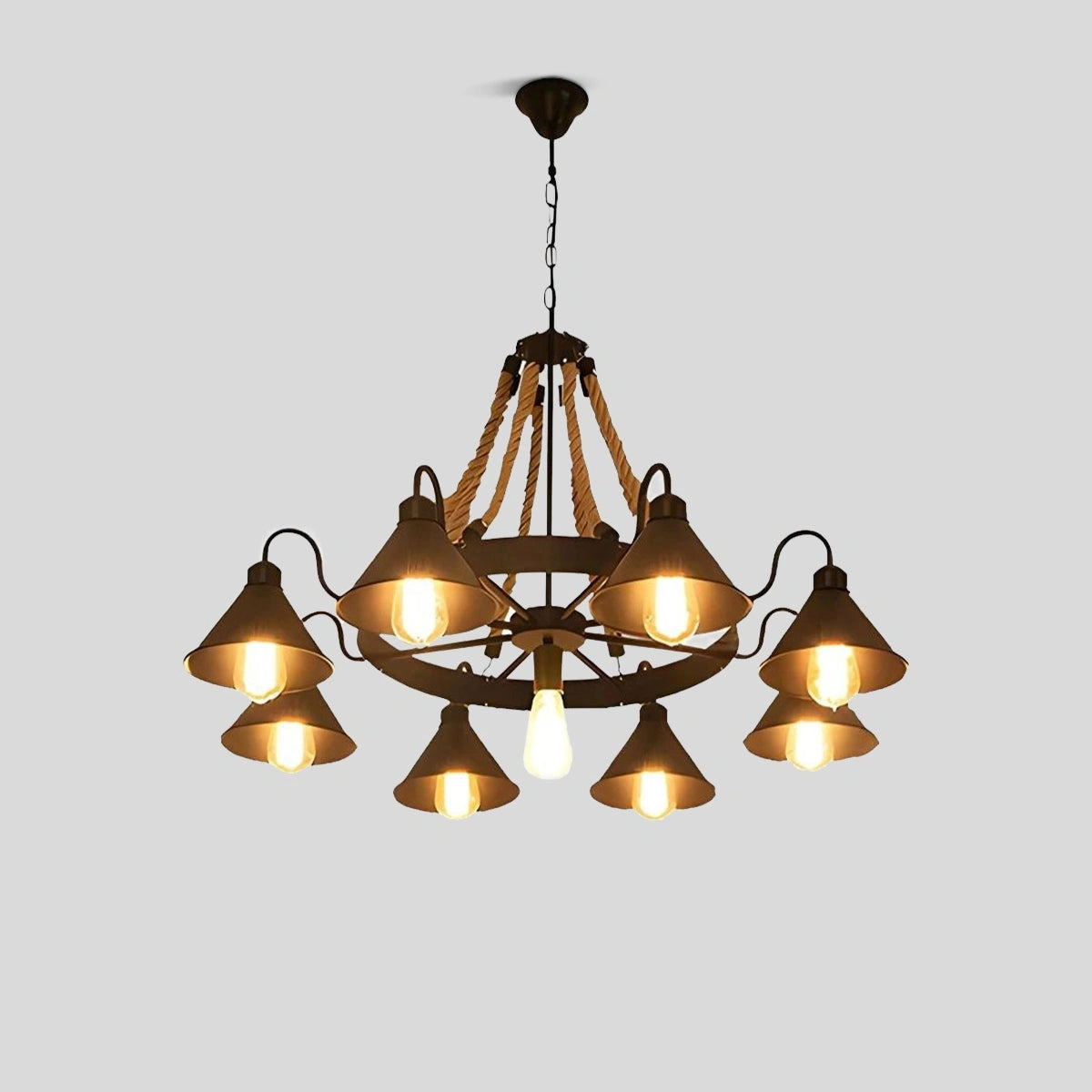 Antizer Vintage Industrial Rope Chandelier for Dining Area