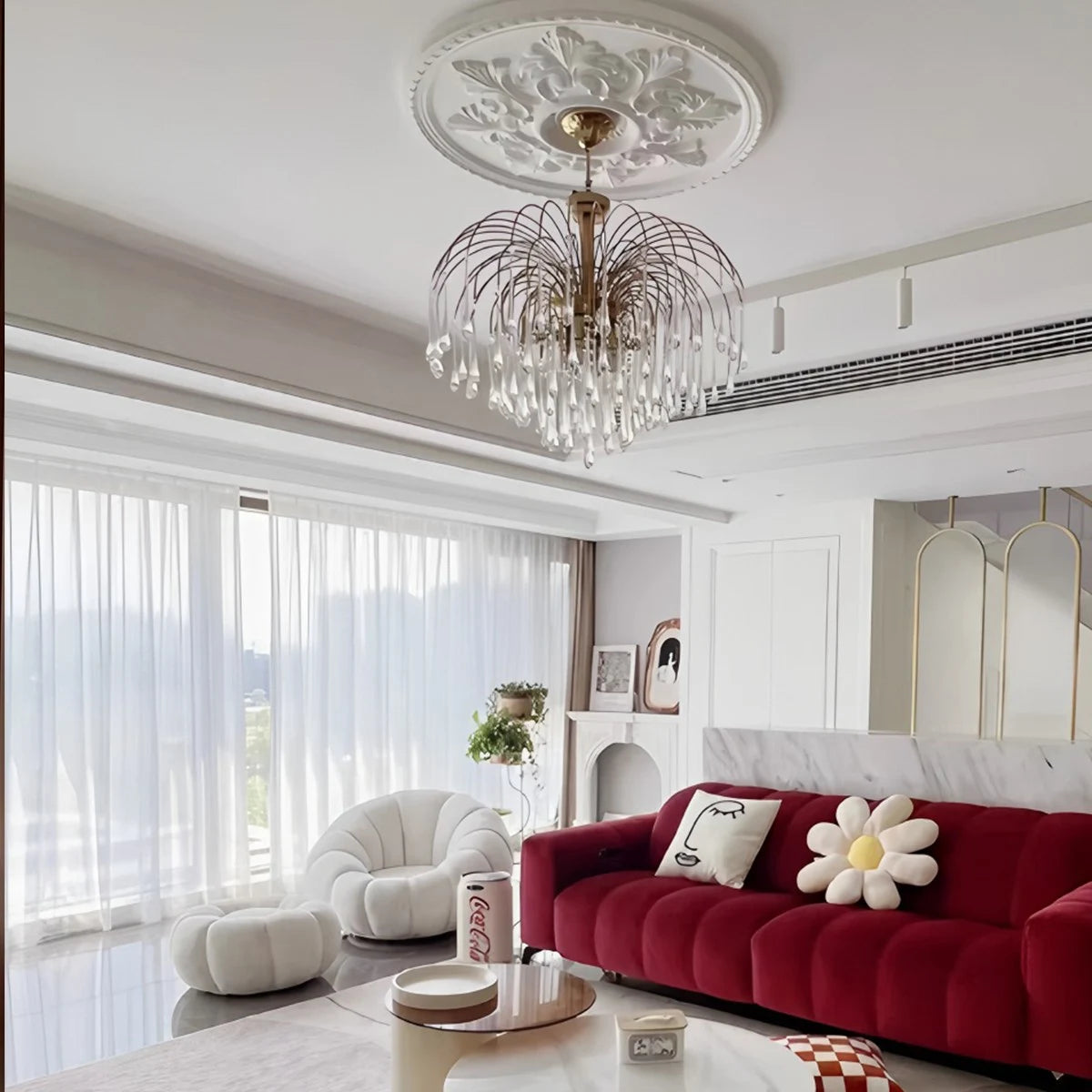 Antizer French Retro Water Drop Glass Chandelier