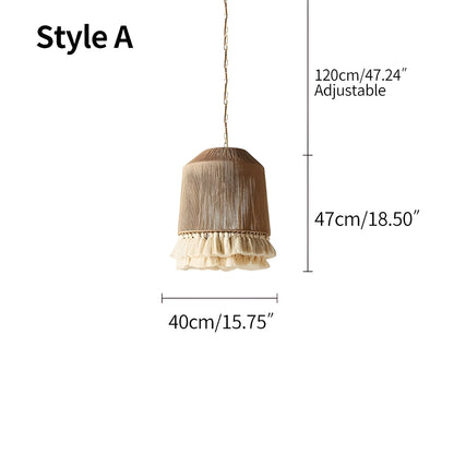 Antizer Boho Vintage Twine Fringe Pendant Light