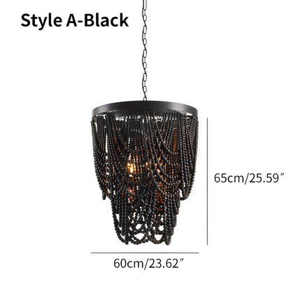 Antizer Retro Wooden Bead Chandelier