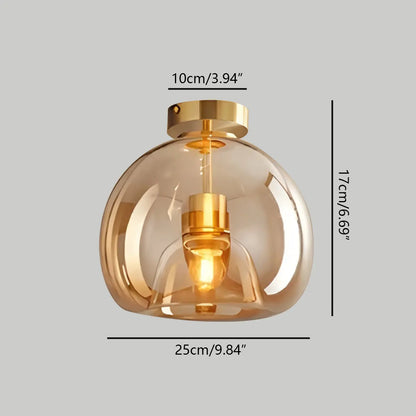 Vintage Glass Semi-Flush Ceiling Light for Entryway