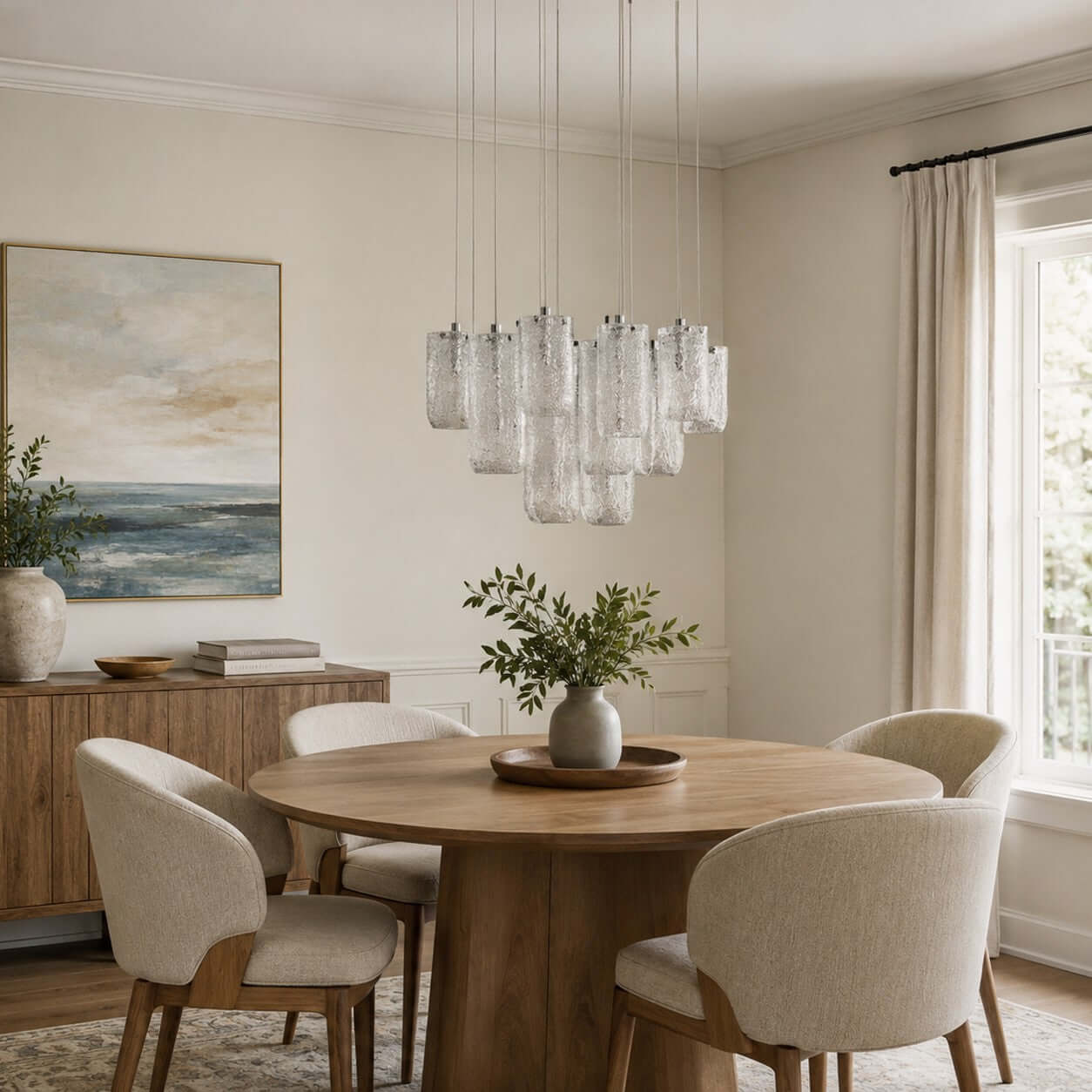 Antizer Modern Suspended Textured Glass Chandelier