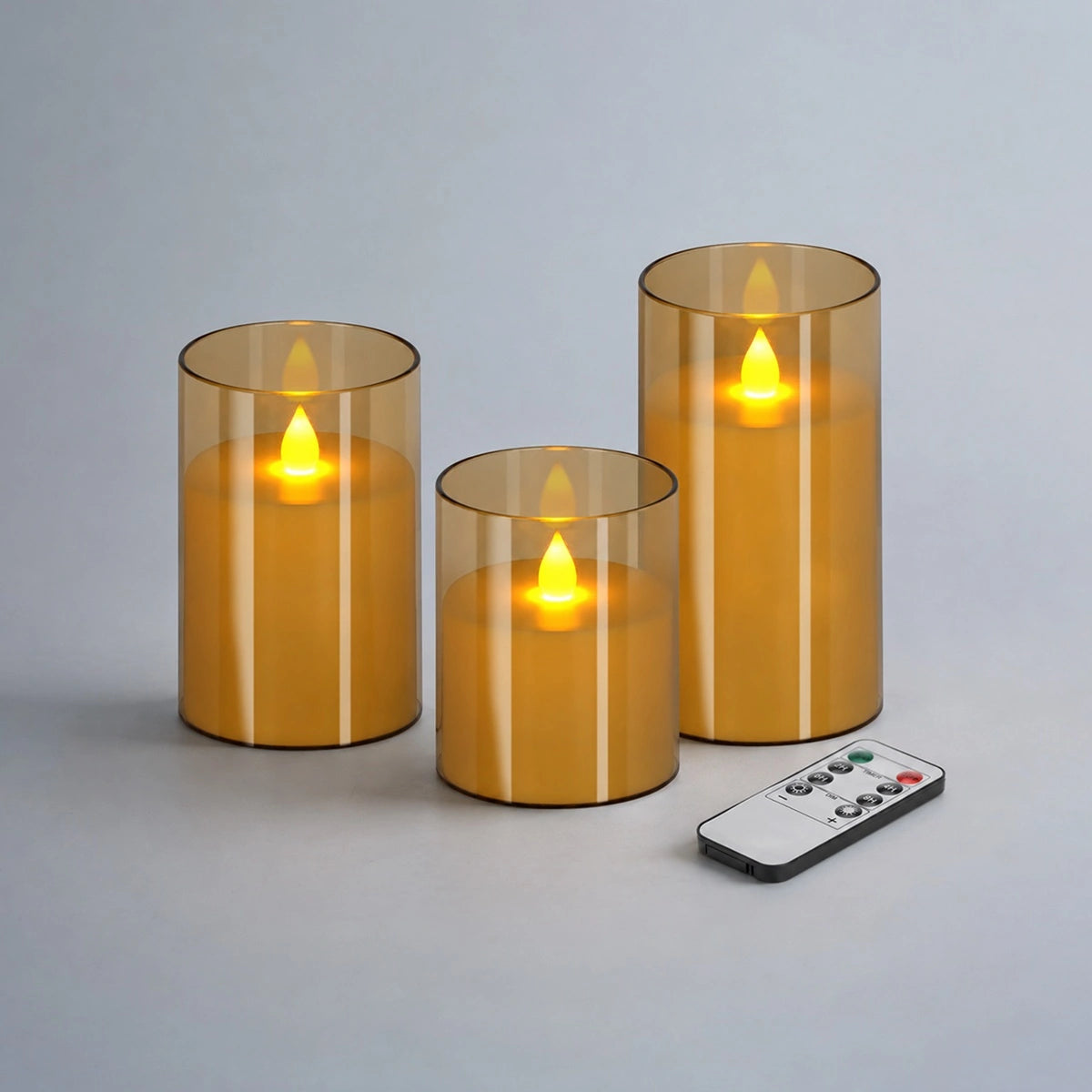 Antizer Acrylic Glass Pillar Flameless Candle 12 Pack × 6