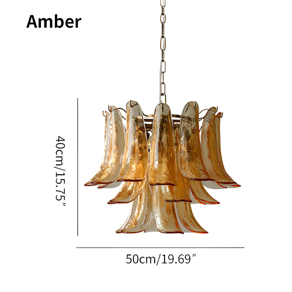 Antizer Gold Tiered Green Glass Chandelier for High Ceiling
