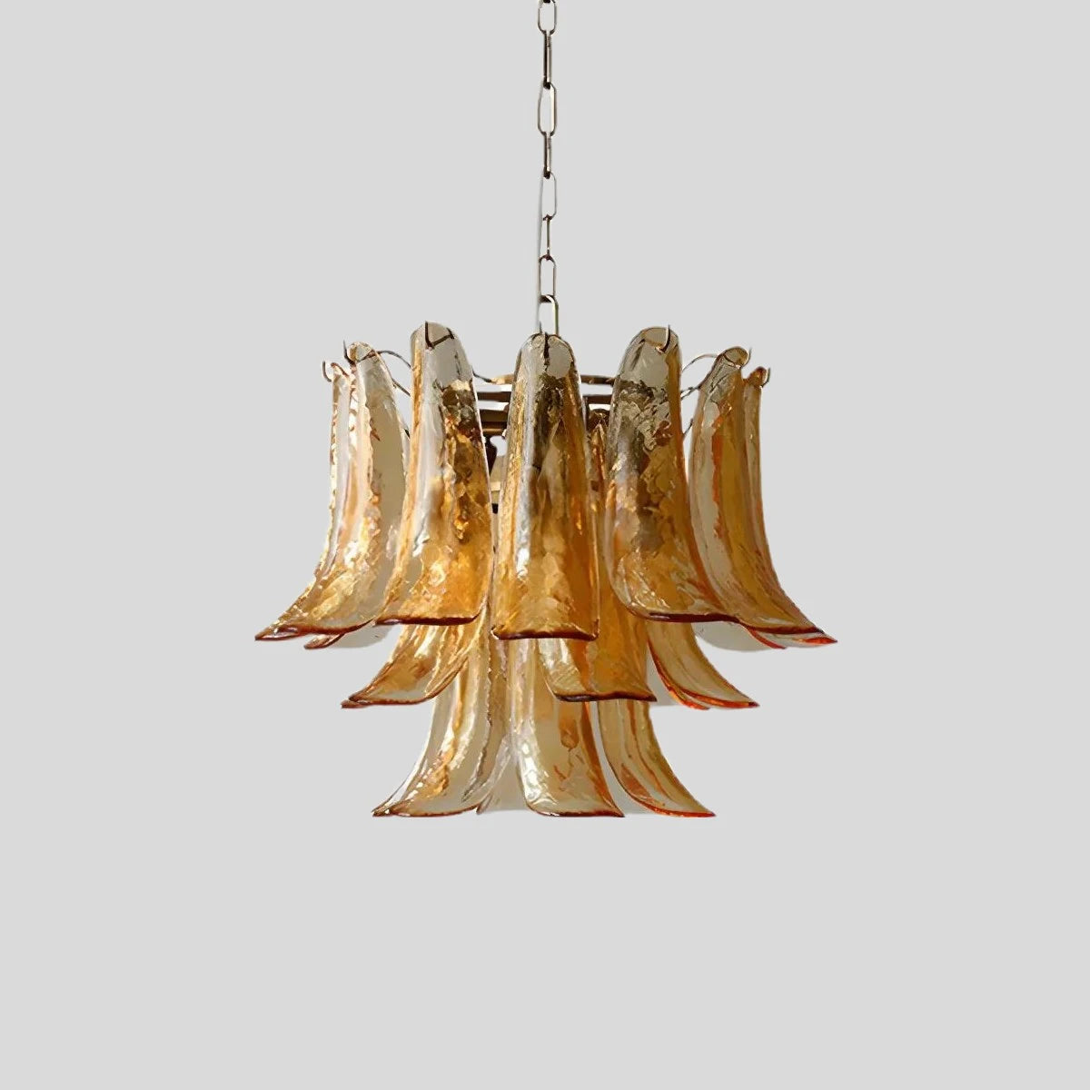 Antizer Gold Tiered Green Glass Chandelier for High Ceiling