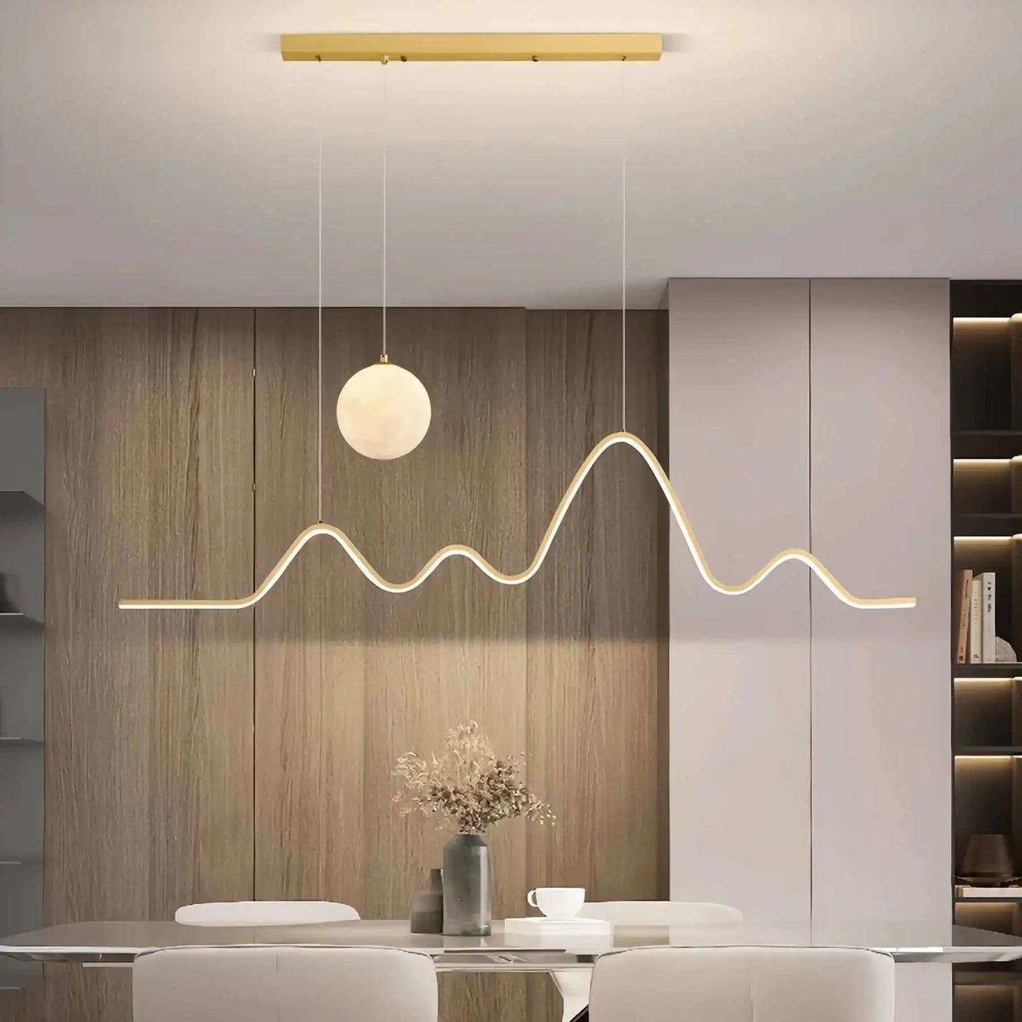 Antizer Louise Minimalist Wavy Pendant Light for Dining Room