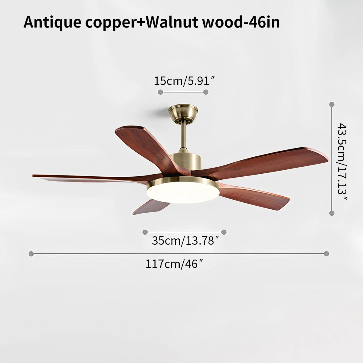 Antizer Solid Wood Ceiling Fan Light for Living Room