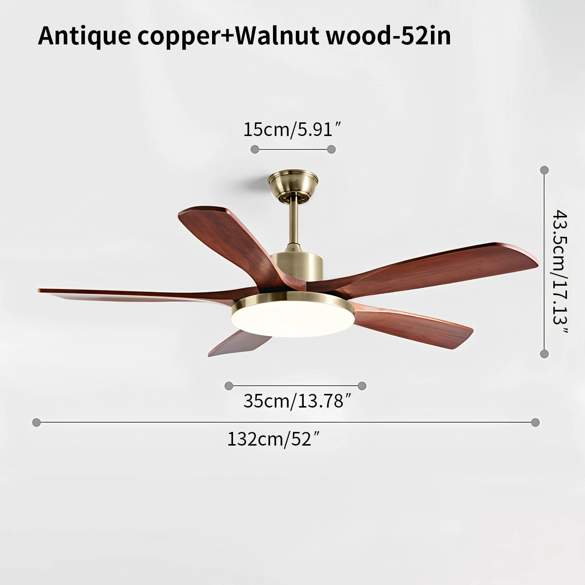 Antizer Solid Wood Ceiling Fan Light for Living Room