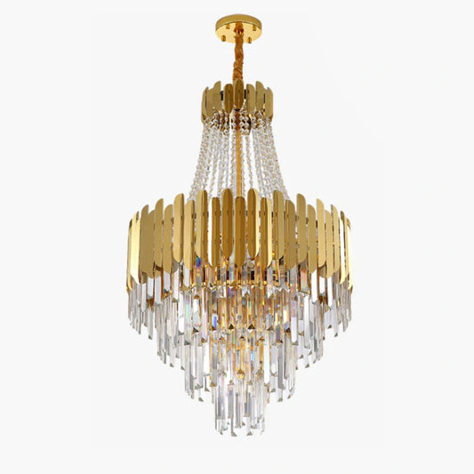 Antizer Large Tiered Gold Crystal Chandelier