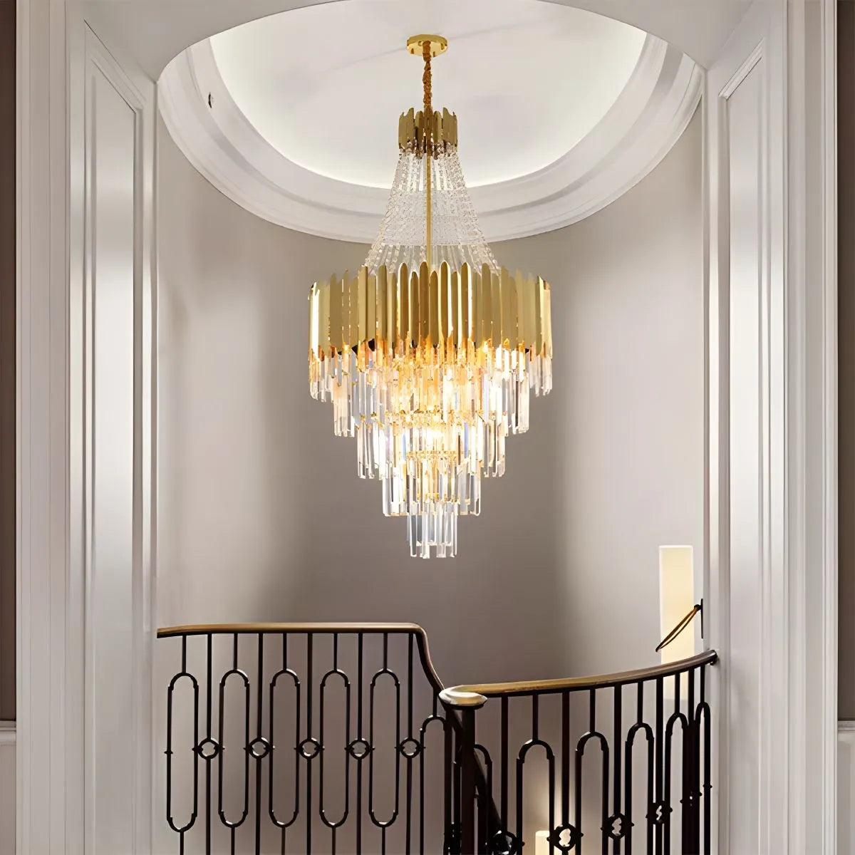 Antize Tiered Gold Crystal Chandelier