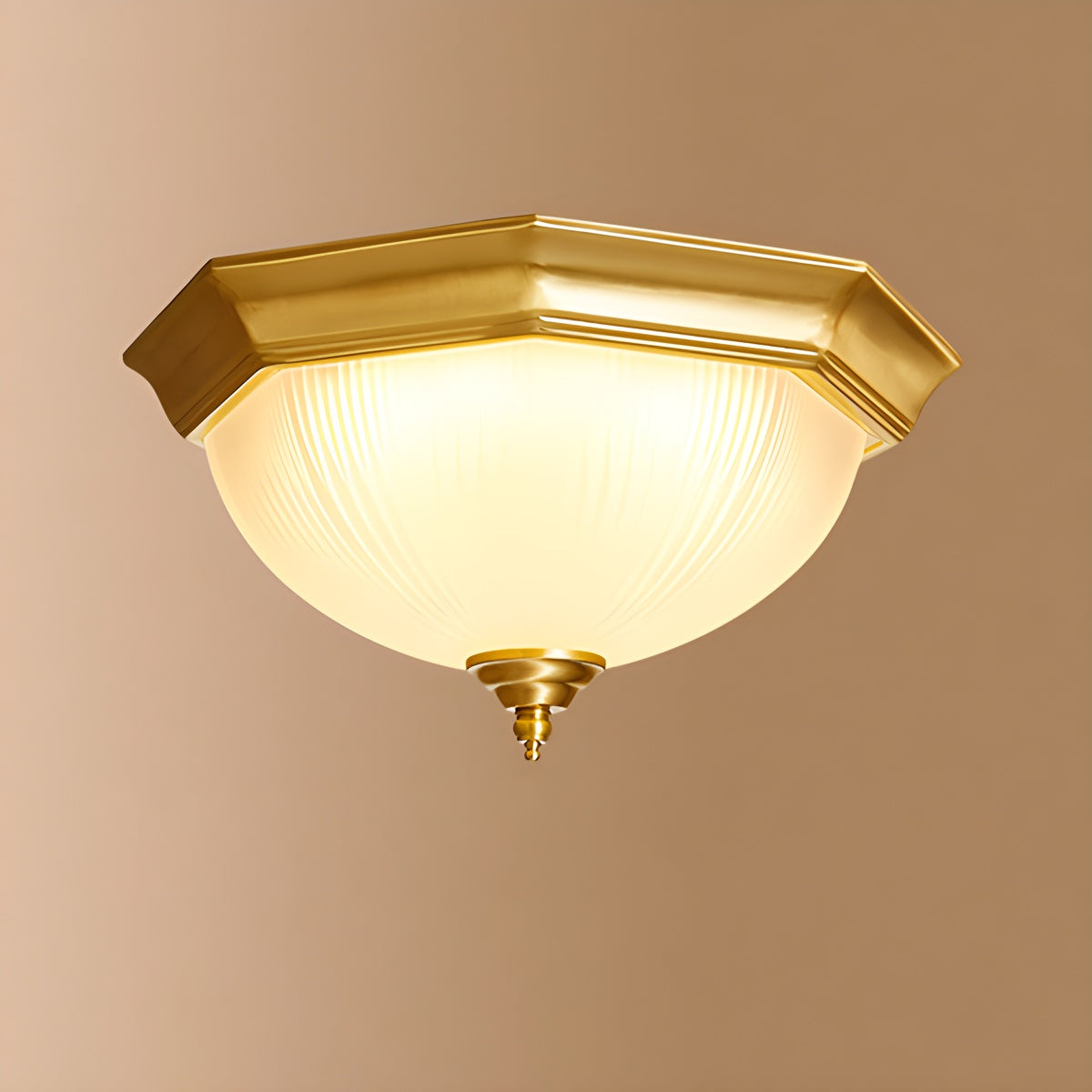 European Style Copper Glass Ceiling Lamp-D