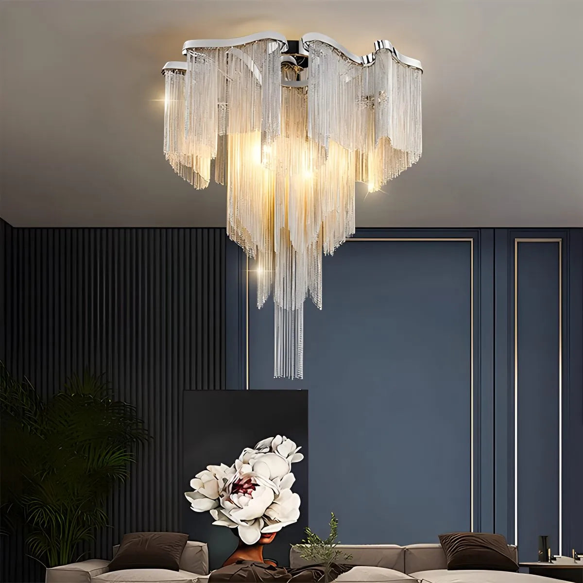 Antizer Aluminum Tassel LED Ceiling Chandelier