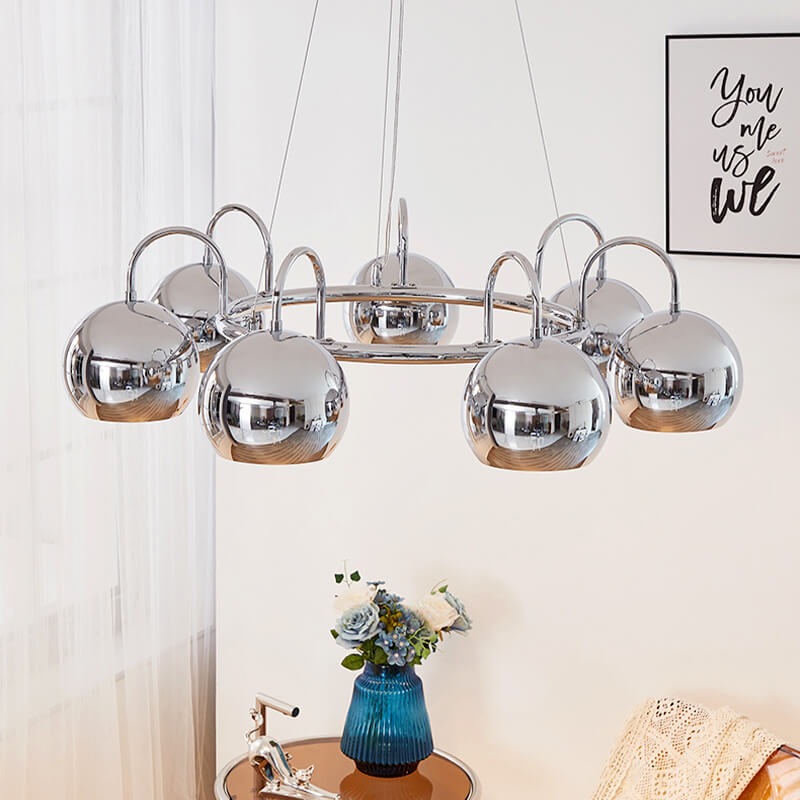 Bauhaus Style Antique Chrome  Chandelier