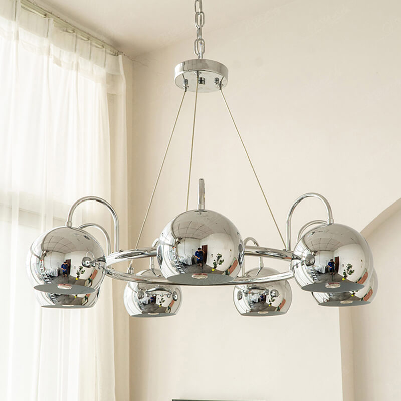 Bauhaus Style Antique Chrome  Chandelier