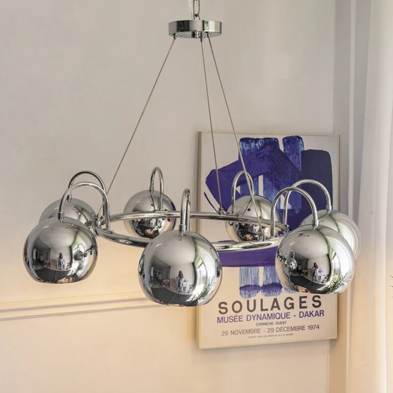 Bauhaus Style Antique Chrome  Chandelier