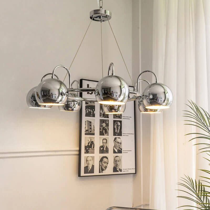 Bauhaus Style Antique Chrome  Chandelier