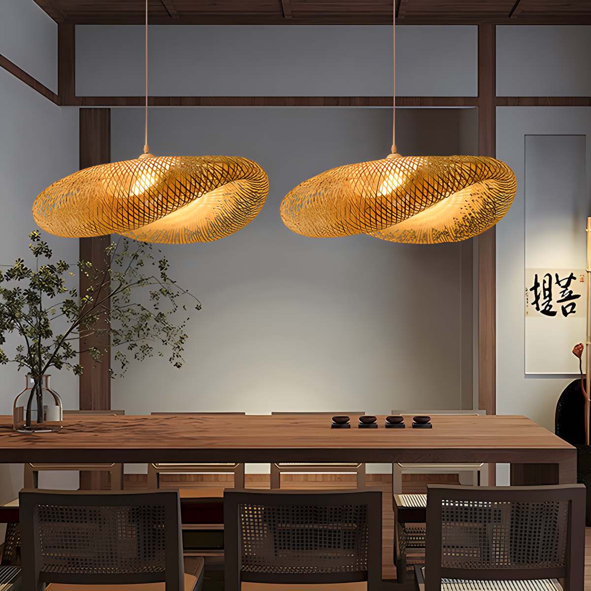 Antizer Bamboo Weaving Pendant Light for Dining Room