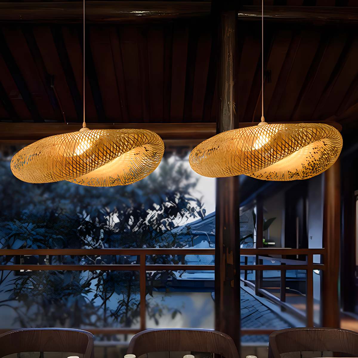 Antizer Bamboo Weaving Pendant Light for Dining Room