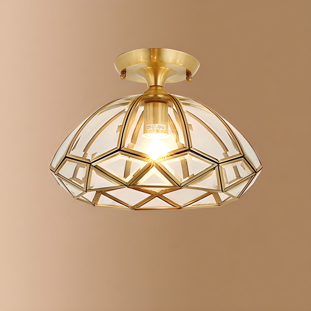 European Style Copper Glass Ceiling Lamp-C