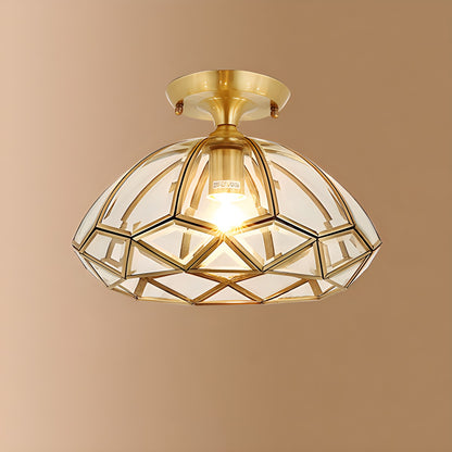 Antizer European Style Copper Glass Ceiling Lamp-C