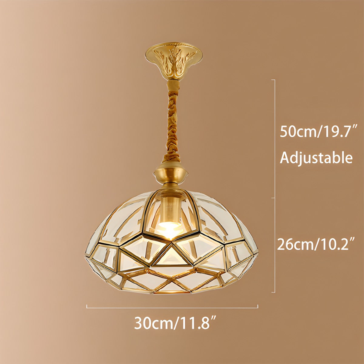 European Style Copper Glass Ceiling Lamp-C