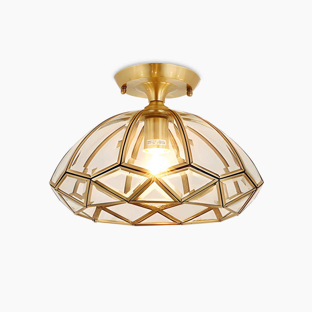 European Style Copper Glass Ceiling Lamp-C