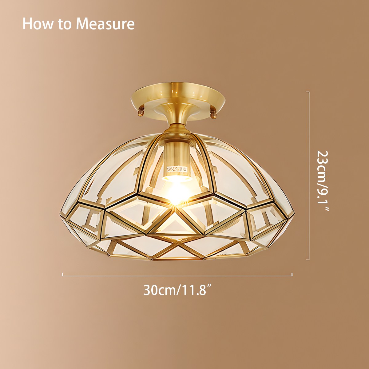 European Style Copper Glass Ceiling Lamp-C