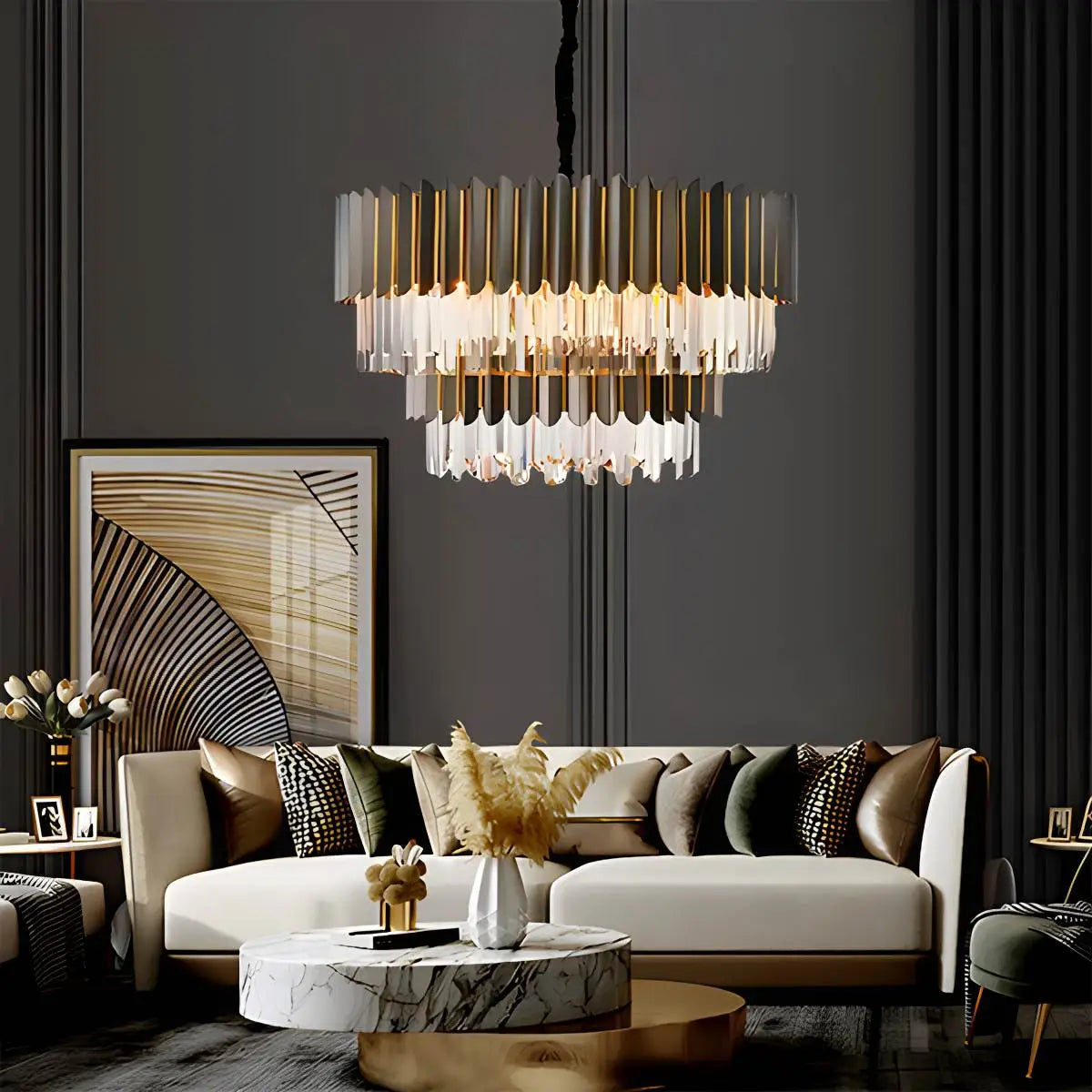 Antizer Modern Black Gold Luxury Crystal Chandelier