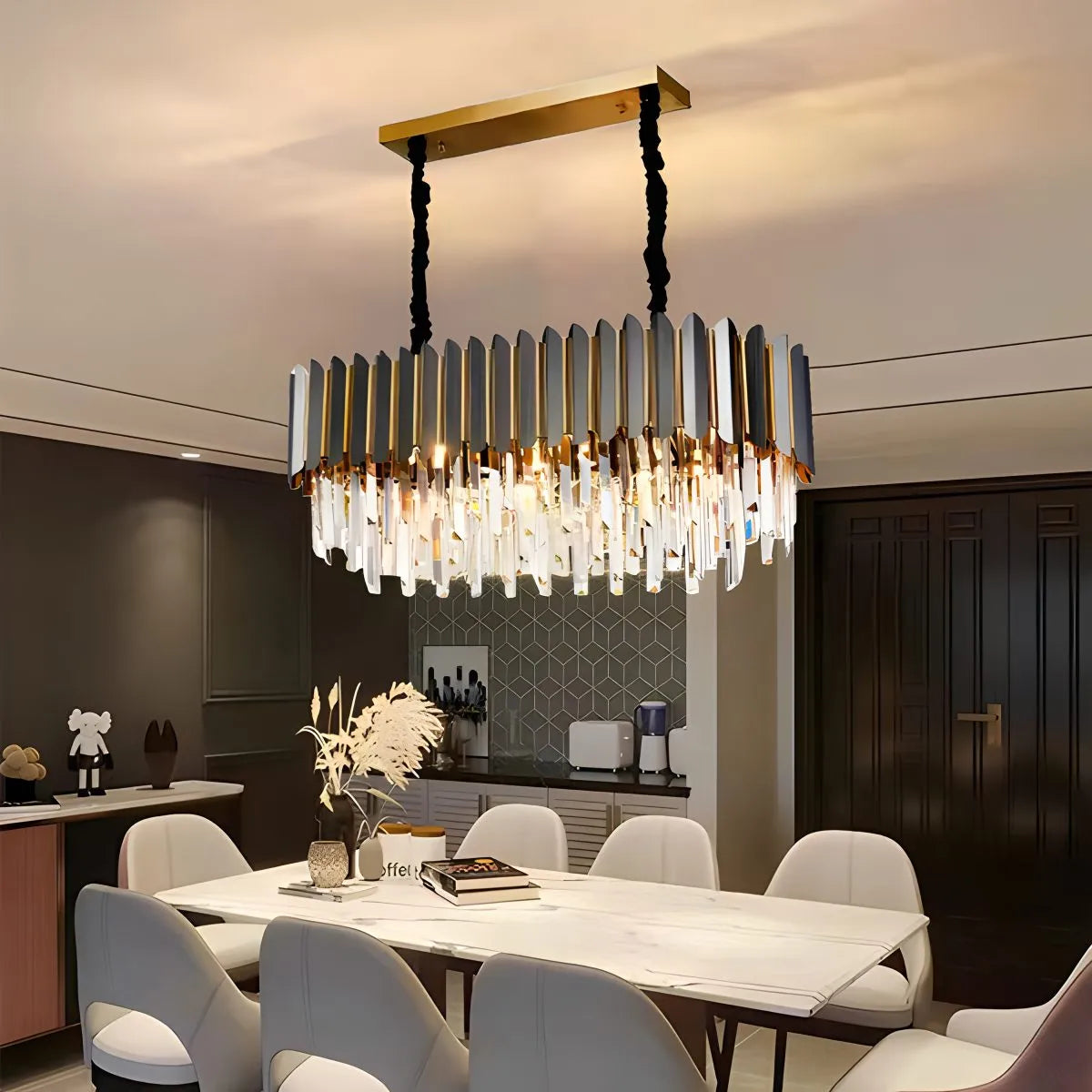 Antizer Modern Black Gold Luxury Crystal Chandelier