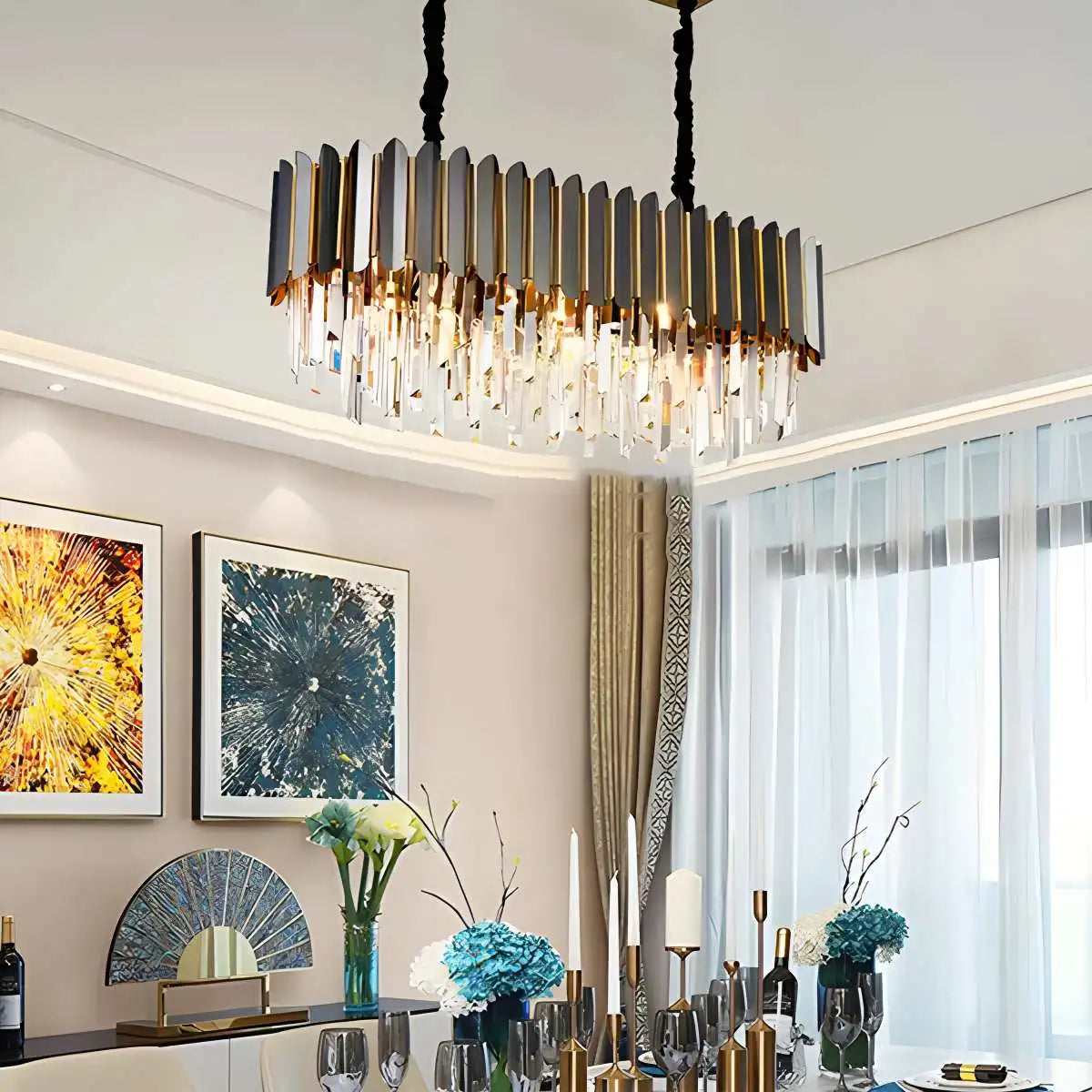 Antizer Modern Black Gold Luxury Crystal Chandelier