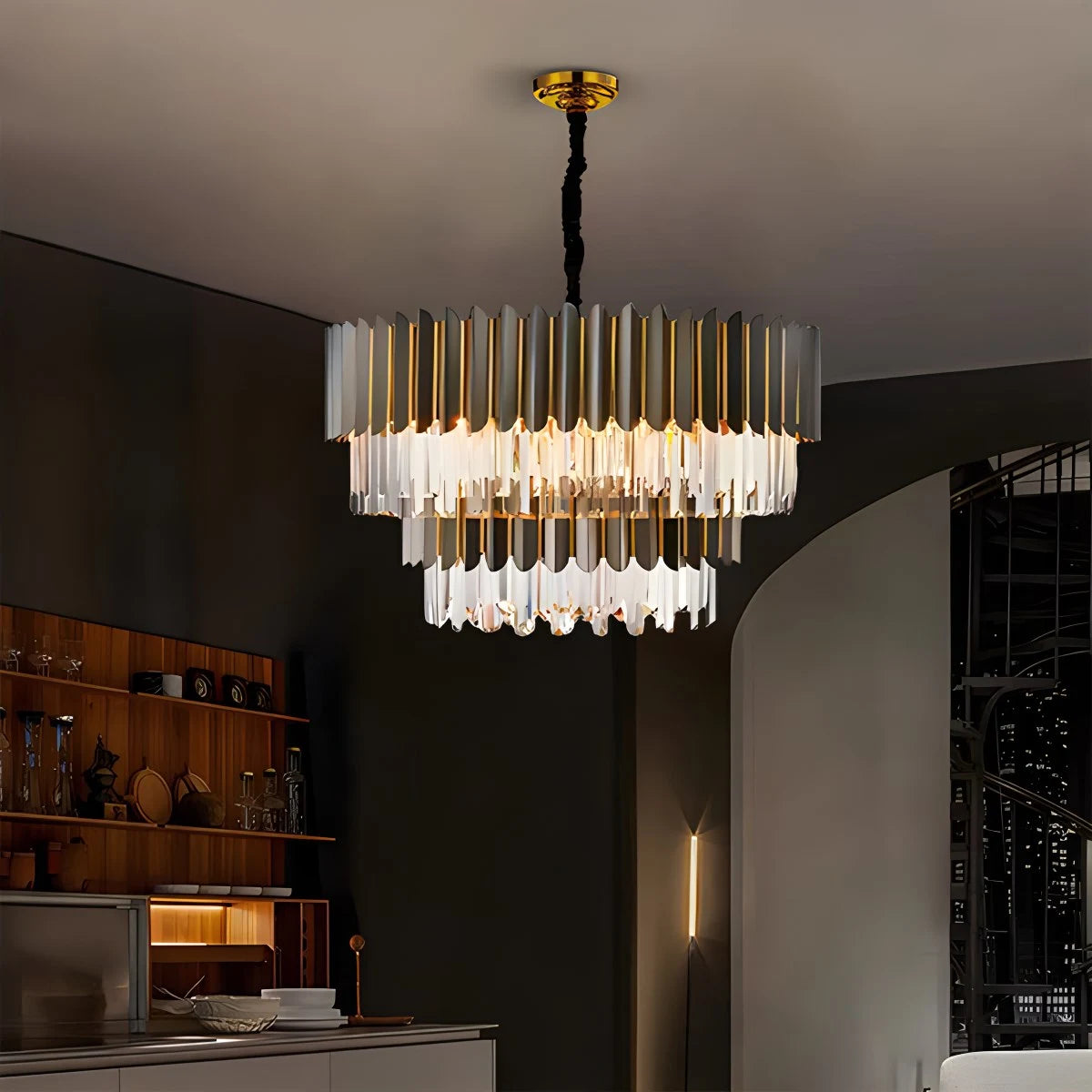 Antizer Modern Black Gold Luxury Crystal Chandelier