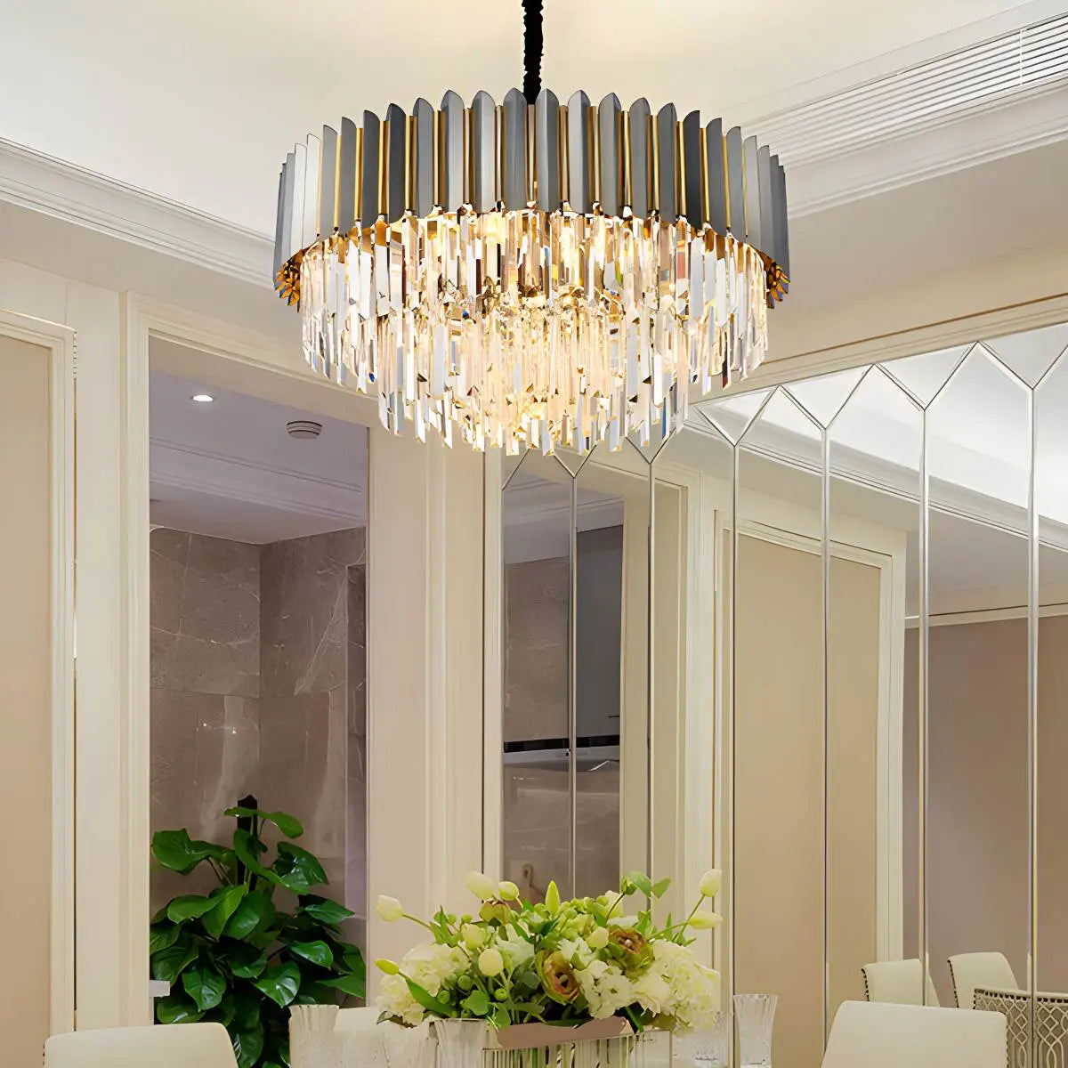 Antizer Modern Black Gold Luxury Crystal Chandelier