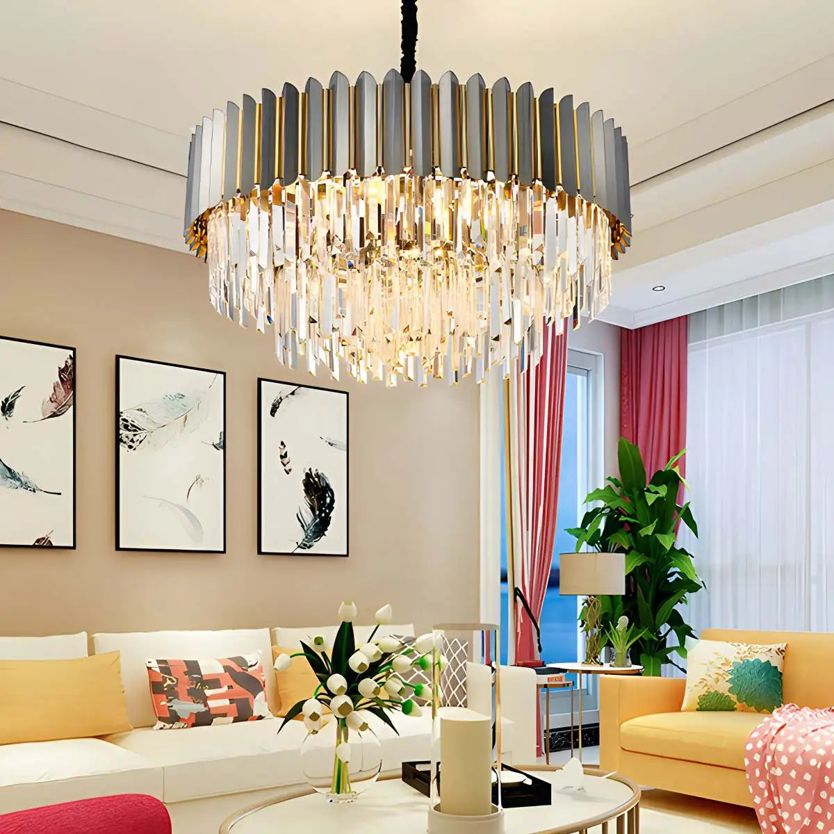 Antizer Modern Black Gold Luxury Crystal Chandelier