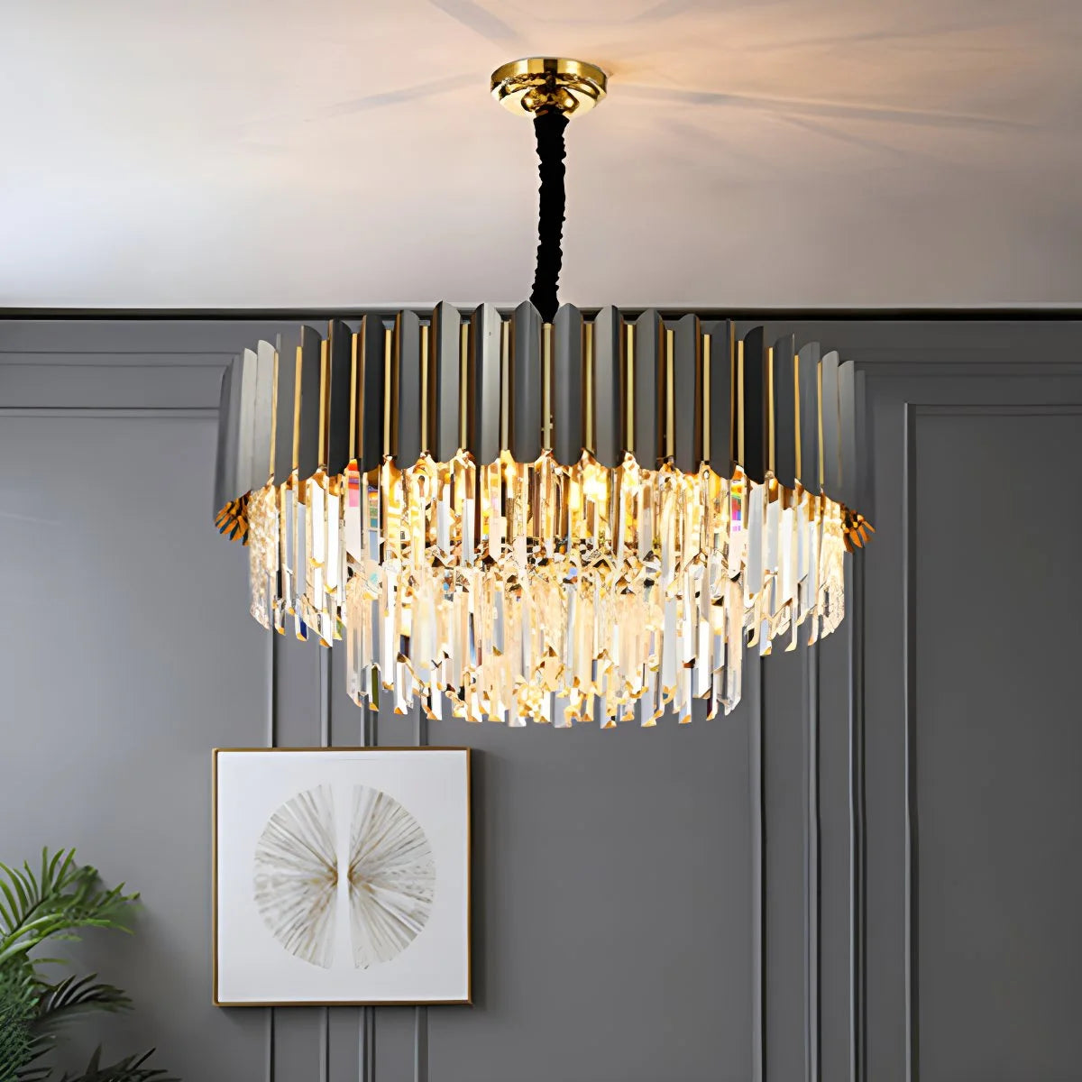 Antizer Modern Black Gold Luxury Crystal Chandelier