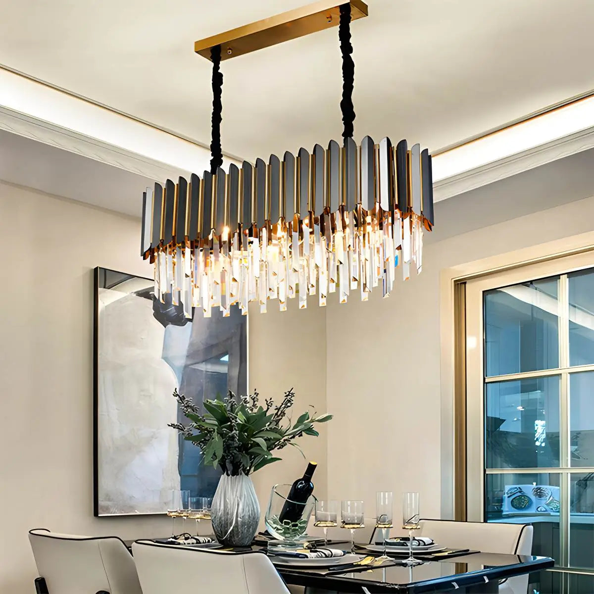 Antizer Modern Black Gold Luxury Crystal Chandelier