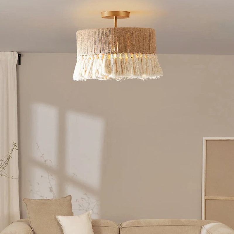 Antizer Boho Vintage Twine Fringe Pendant Light