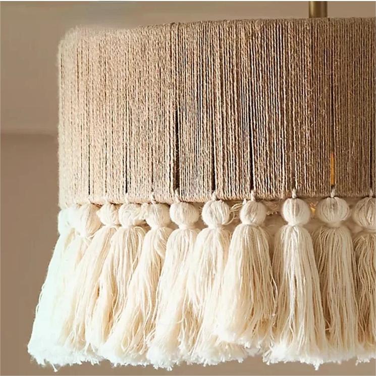 Antizer Boho Vintage Twine Fringe Pendant Light
