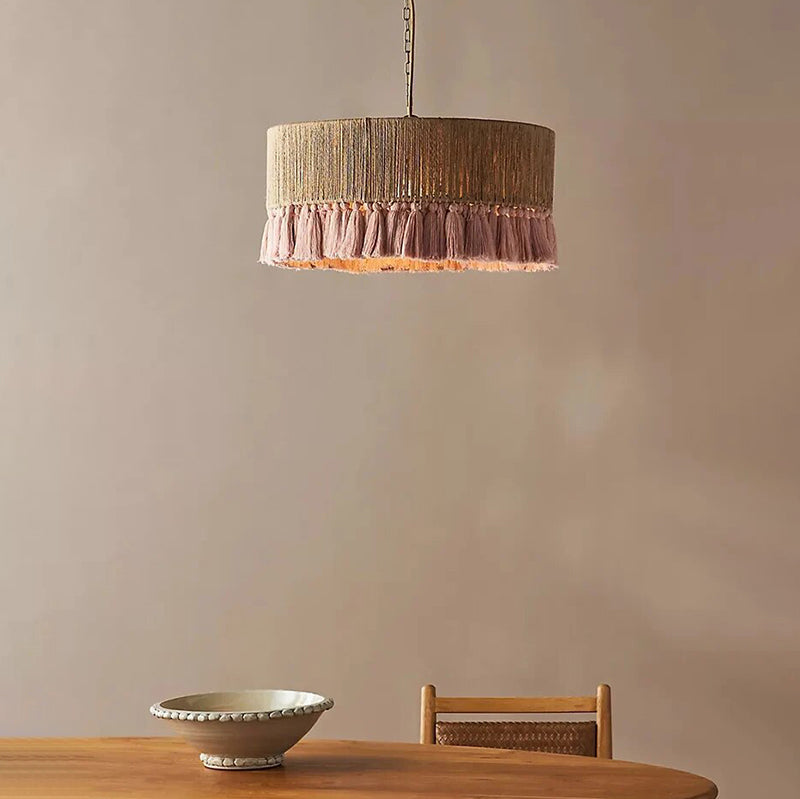 Antizer Boho Vintage Twine Fringe Pendant Light