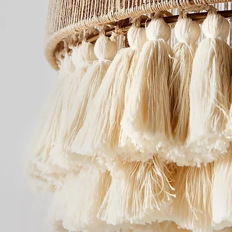 Antizer Boho Vintage Twine Fringe Pendant Light