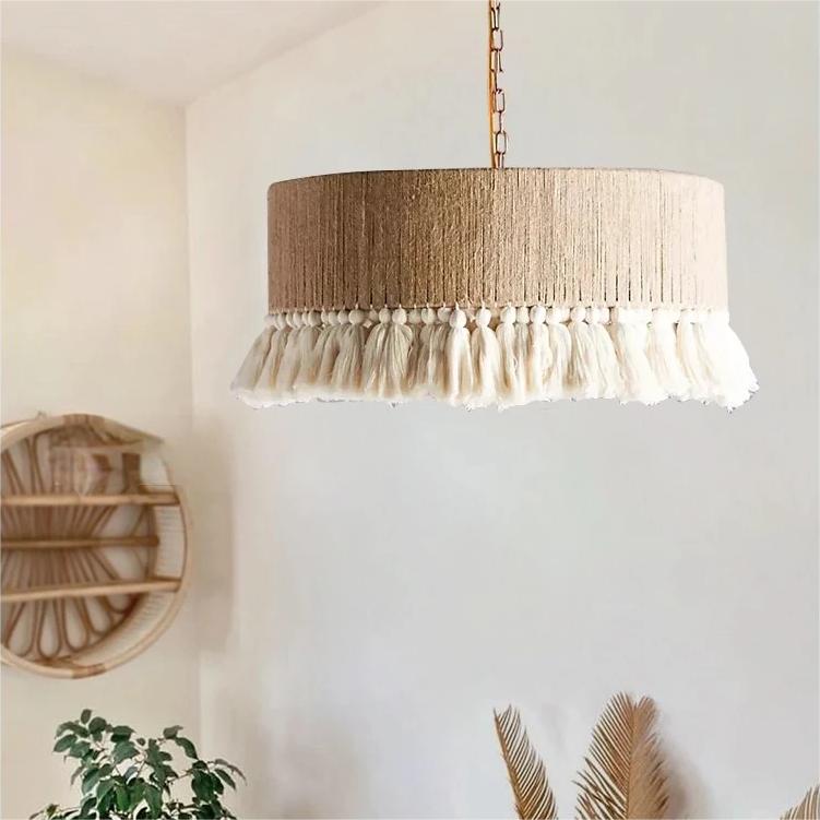 Antizer Boho Vintage Twine Fringe Pendant Light