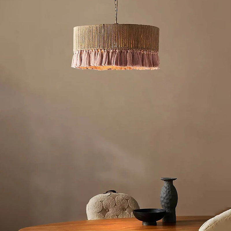 Antizer Boho Vintage Twine Fringe Pendant Light