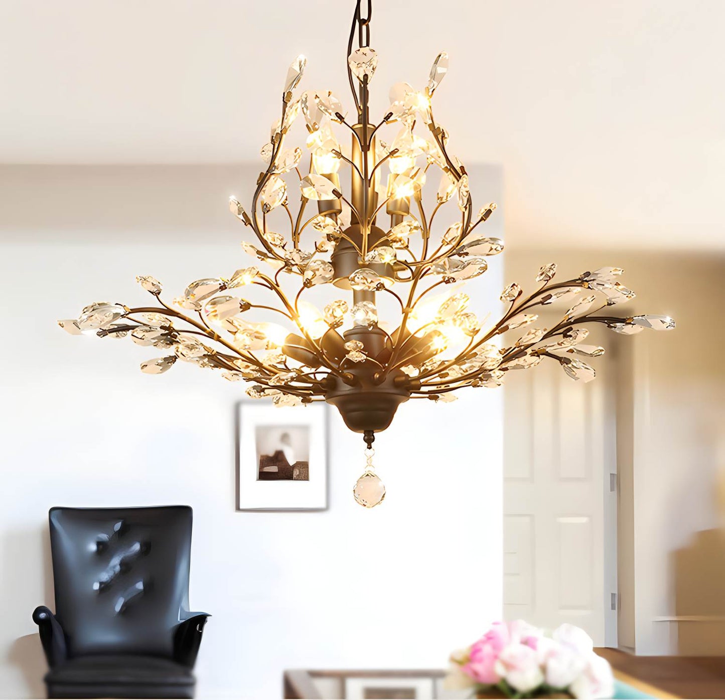 Antizer Tree Branch Crystal Chandelier for Living Room