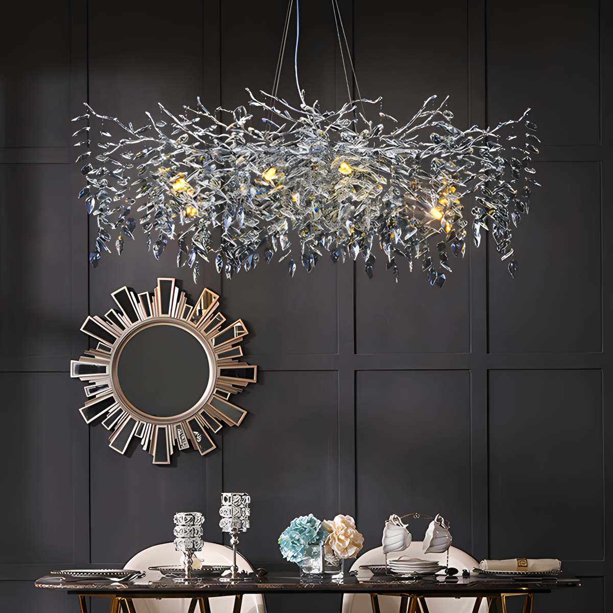 Antizer Leaf Crystal Chandelier for Living Room