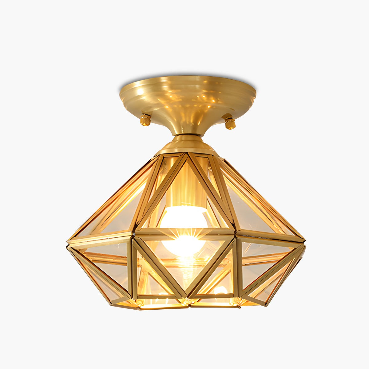 European Style Copper Glass Ceiling Lamp-A