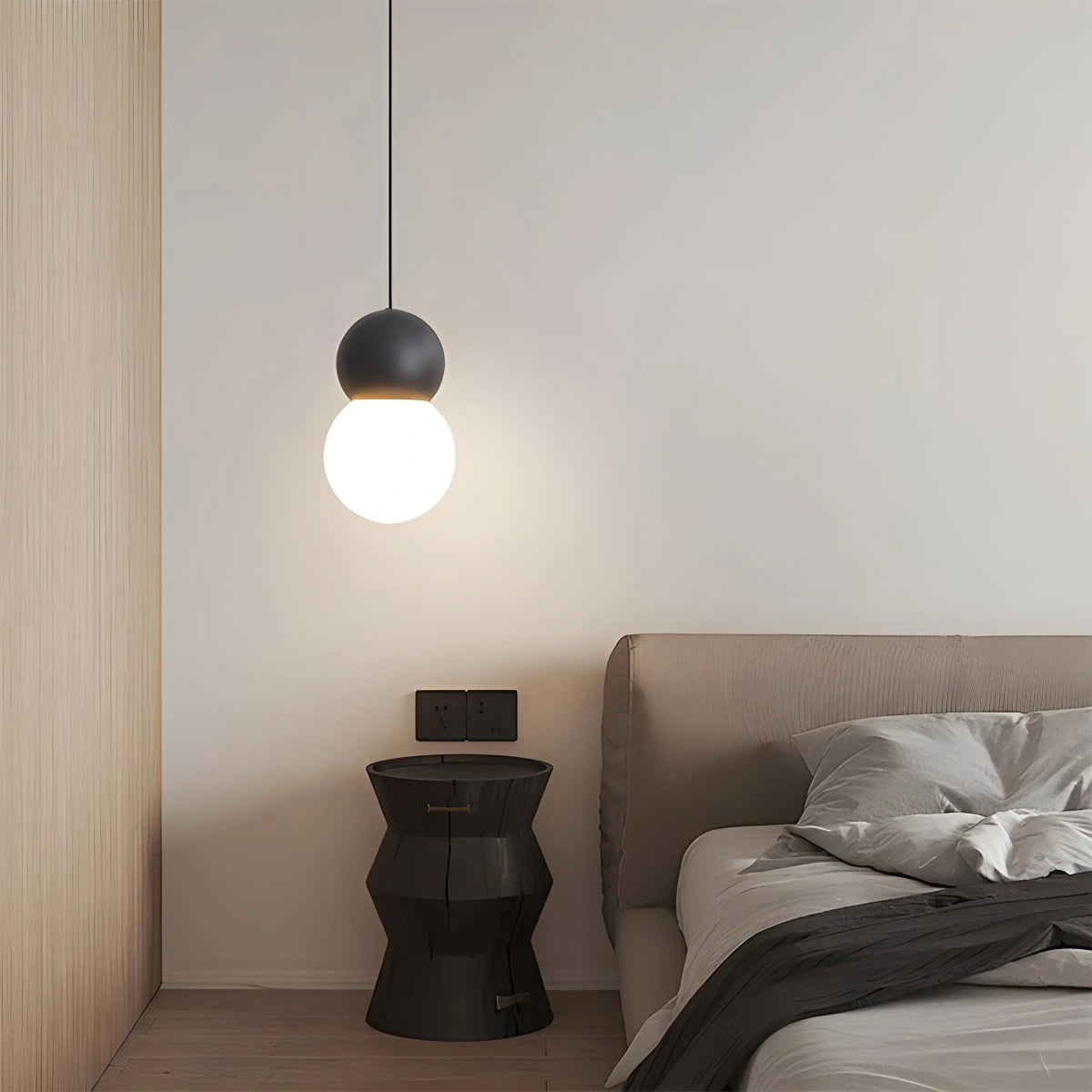Antizer Cream Style Globe Pendant Light Small Bedside Lamp