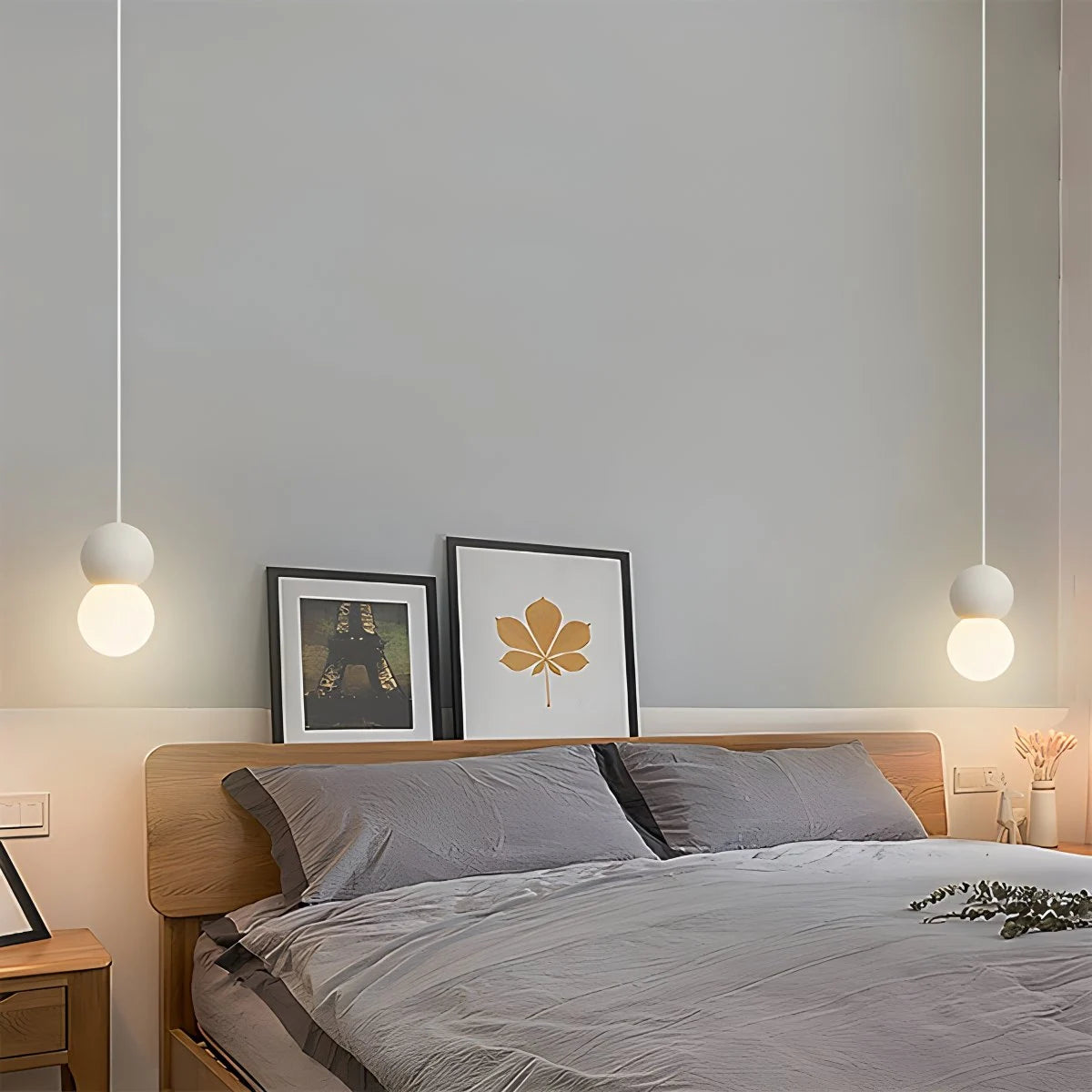 Antizer Cream Style Globe Pendant Light Small Bedside Lamp