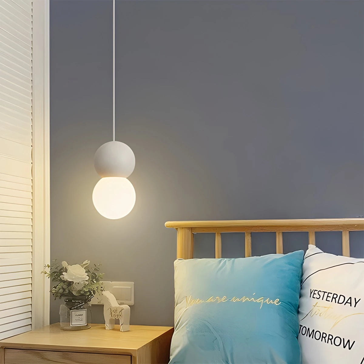 Antizer Cream Style Globe Pendant Light Small Bedside Lamp
