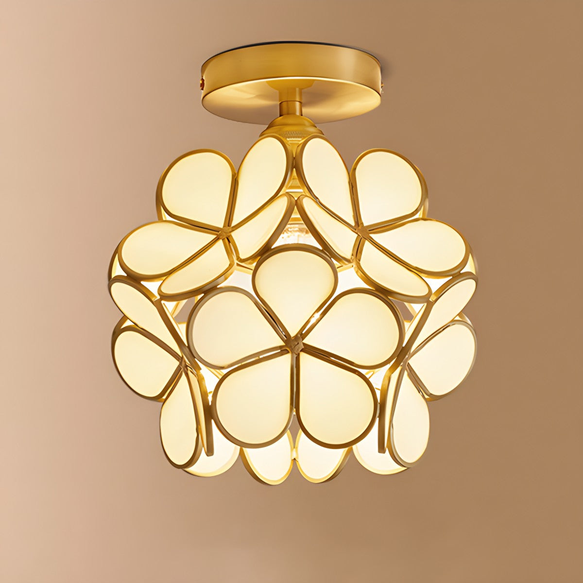 European Style Copper Glass Ceiling Lamp-E