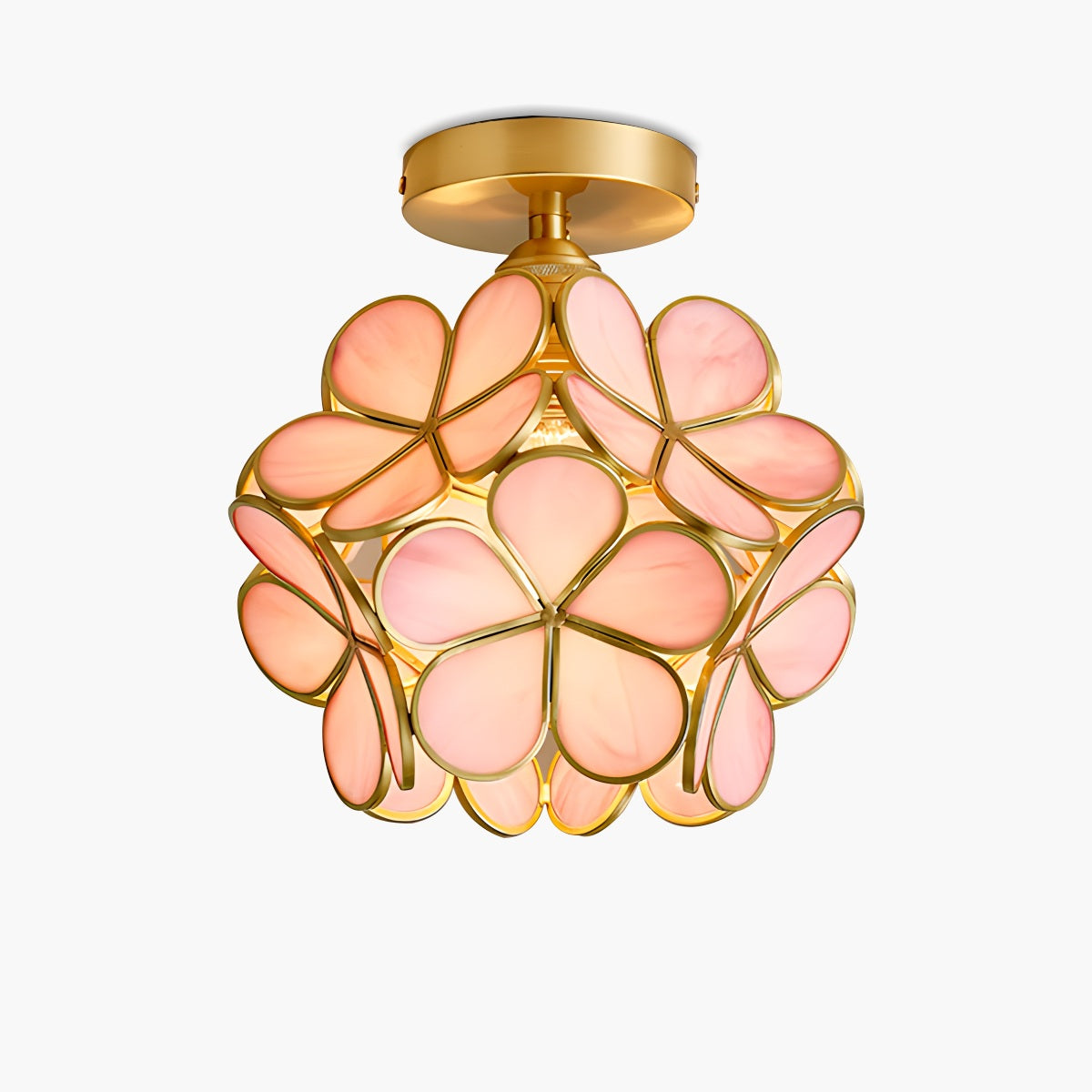 European Style Copper Glass Ceiling Lamp-E