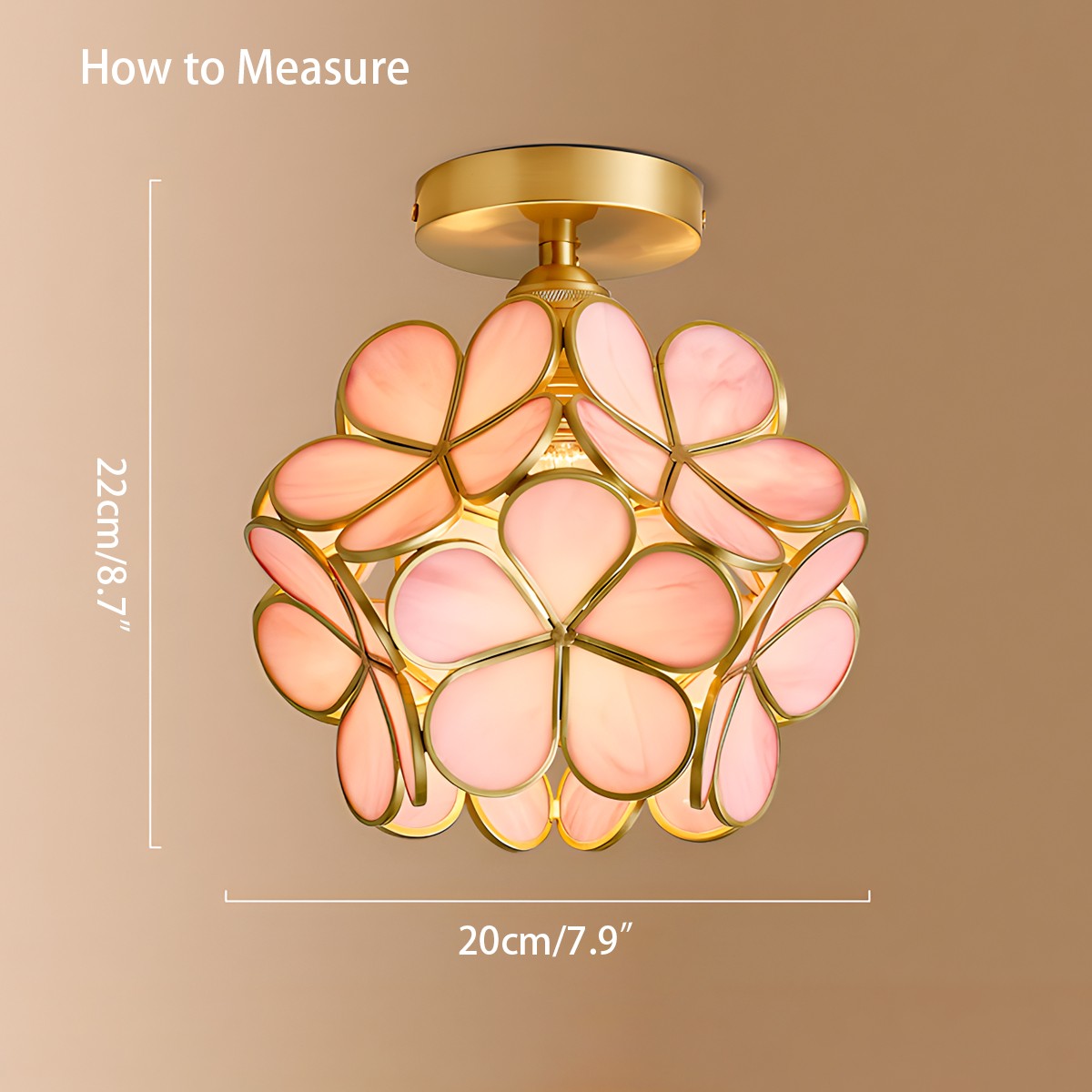 European Style Copper Glass Ceiling Lamp-E